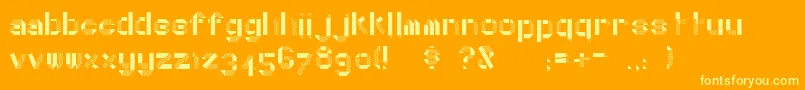 Weitere Informationen zur DottyFold-Schriftart DottyFold-Schriftart – Gelbe Schriften auf orangefarbenem Hintergrund