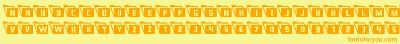Eyesonlycondleft-Schriftart – Orangefarbene Schriften auf gelbem Hintergrund