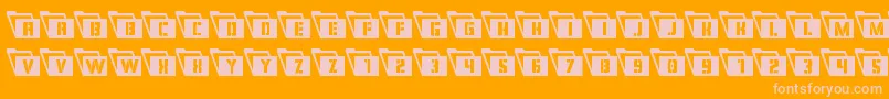 Weitere Informationen zur Eyesonlycondleft-Schriftart Eyesonlycondleft-Schriftart – Rosa Schriften auf orangefarbenem Hintergrund