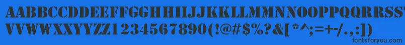 StencilRegularDb Font – Black Fonts on Blue Background