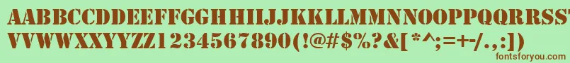 StencilRegularDb Font – Brown Fonts on Green Background