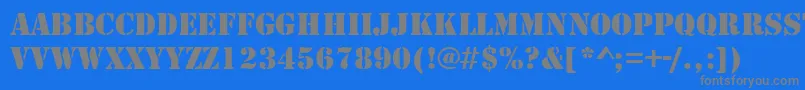 StencilRegularDb-Schriftart – Graue Schriften auf blauem Hintergrund