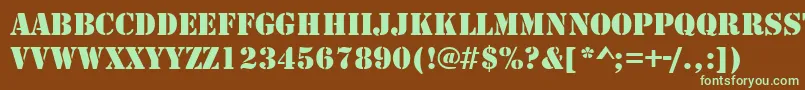 StencilRegularDb Font – Green Fonts on Brown Background