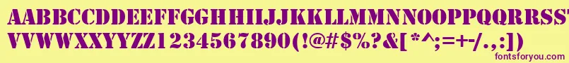 StencilRegularDb Font – Purple Fonts on Yellow Background