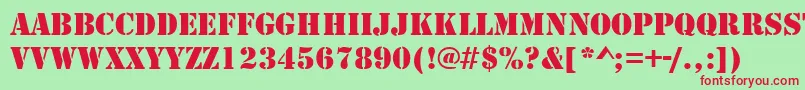 StencilRegularDb Font – Red Fonts on Green Background