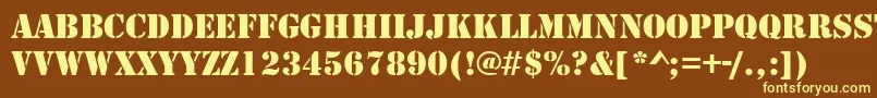 StencilRegularDb Font – Yellow Fonts on Brown Background