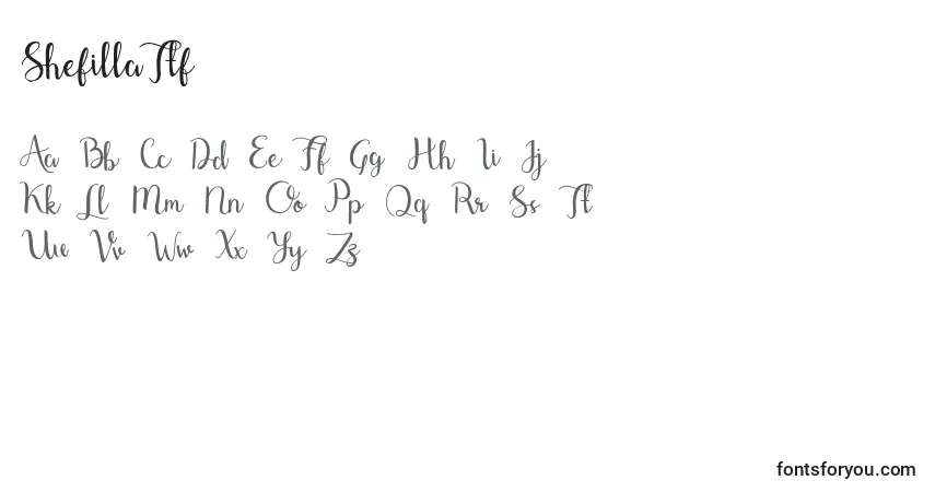 Schriftart ShefillaTtf – Alphabet, Zahlen, spezielle Symbole