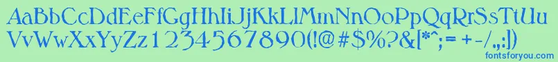 MelbourneantiqueRegular Font – Blue Fonts on Green Background