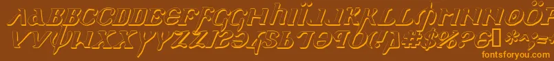 HolyEmpireShadowItalic-Schriftart – Orangefarbene Schriften auf braunem Hintergrund