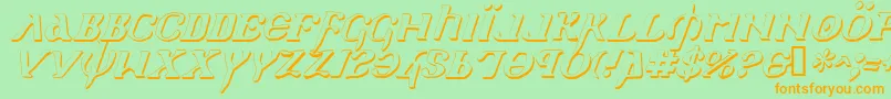 HolyEmpireShadowItalic-Schriftart – Orangefarbene Schriften auf grünem Hintergrund
