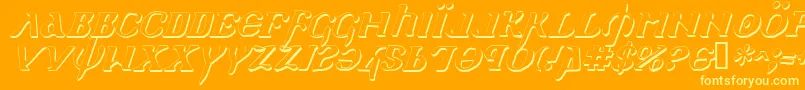 HolyEmpireShadowItalic-Schriftart – Gelbe Schriften auf orangefarbenem Hintergrund