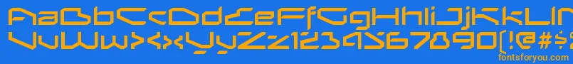 フォントBetaphidRegular – オレンジ色の文字が青い背景にあります。