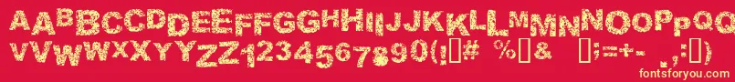 Malaprop-Schriftart – Gelbe Schriften auf rotem Hintergrund