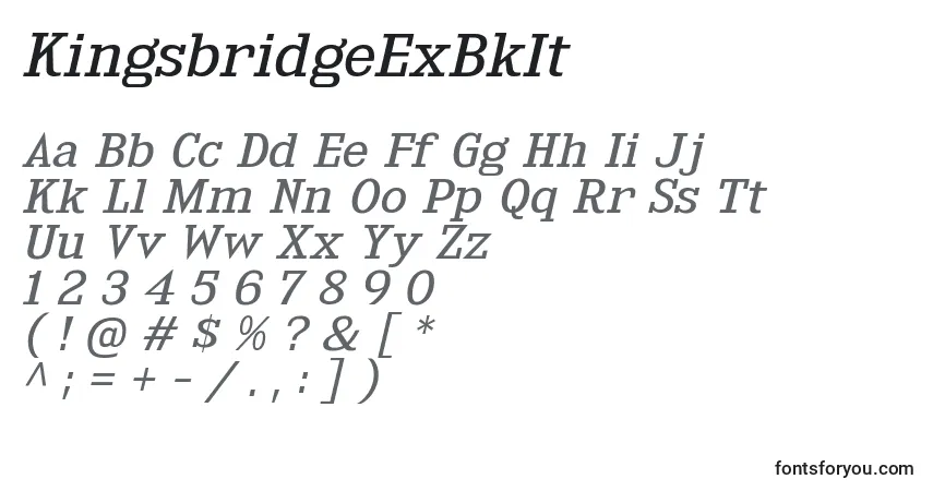 Шрифт KingsbridgeExBkIt – алфавит, цифры, специальные символы