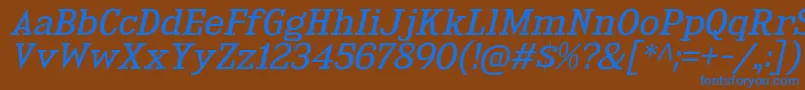 KingsbridgeExBkIt Font – Blue Fonts on Brown Background