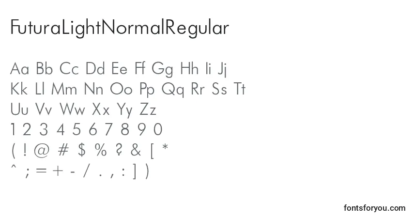 A fonte FuturaLightNormalRegular – alfabeto, números, caracteres especiais