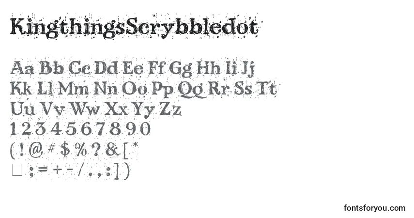 Schriftart KingthingsScrybbledot – Alphabet, Zahlen, spezielle Symbole