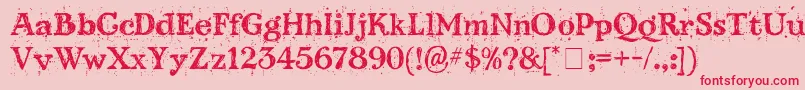 Czcionka KingthingsScrybbledot – czerwone czcionki na różowym tle