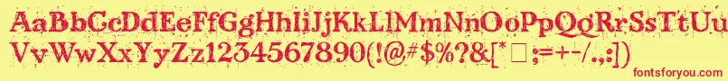 フォントKingthingsScrybbledot – 赤い文字の黄色い背景