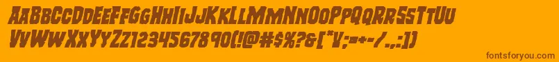 Freakfinderexpanditalフォントについての詳細 フォントFreakfinderexpandital – オレンジの背景に茶色のフォント