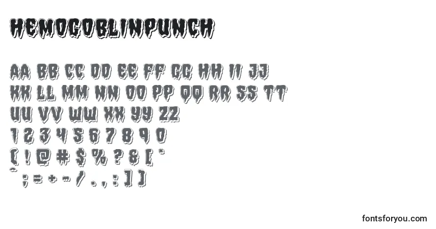 Шрифт Hemogoblinpunch – алфавит, цифры, специальные символы