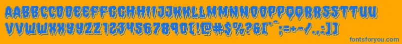 Hemogoblinpunch-Schriftart – Blaue Schriften auf orangefarbenem Hintergrund