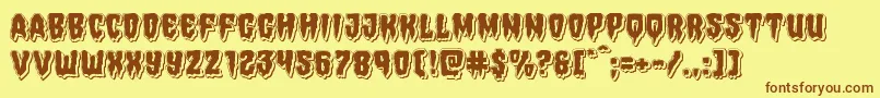 Hemogoblinpunch-Schriftart – Braune Schriften auf gelbem Hintergrund