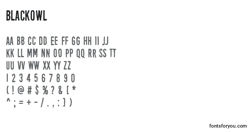 Schriftart BlackOwl – Alphabet, Zahlen, spezielle Symbole