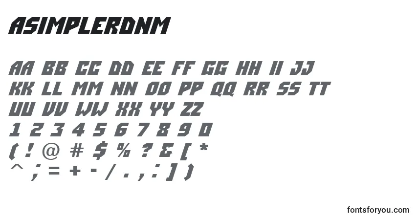 Fuente ASimplerdnm - alfabeto, números, caracteres especiales