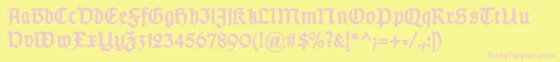 GotischdBold-Schriftart – Rosa Schriften auf gelbem Hintergrund