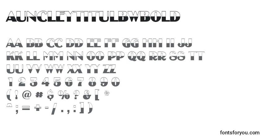 A fonte AUncleytitulbwBold – alfabeto, números, caracteres especiais