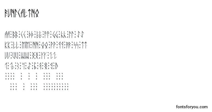 Schriftart Runicaltno – Alphabet, Zahlen, spezielle Symbole