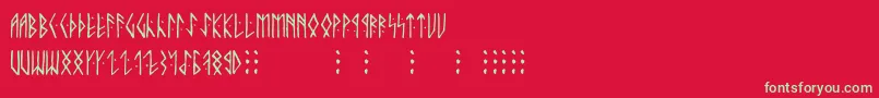 Runicaltno Font – Green Fonts on Red Background