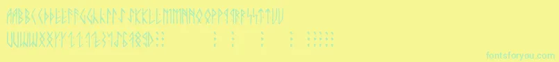 Runicaltno Font – Green Fonts on Yellow Background