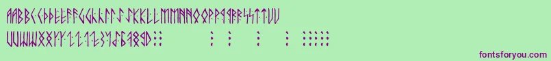 Runicaltno Font – Purple Fonts on Green Background