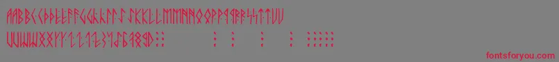 Runicaltno-Schriftart – Rote Schriften auf grauem Hintergrund