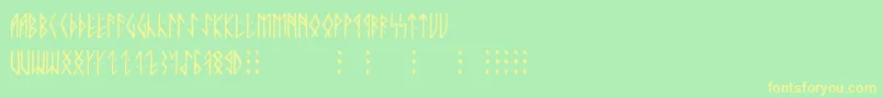 Runicaltno Font – Yellow Fonts on Green Background