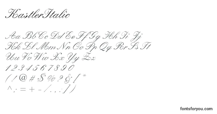 KastlerItalic-fontti – aakkoset, numerot, erikoismerkit
