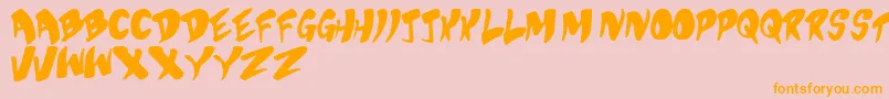 フォントBubblegumSuperstar – オレンジの文字がピンクの背景にあります。