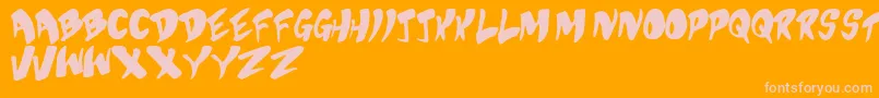 Fonte BubblegumSuperstar – fontes rosa em um fundo laranja