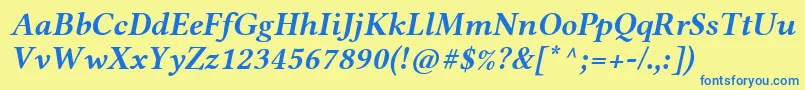 フォントLinlibertineRbi – 青い文字が黄色の背景にあります。