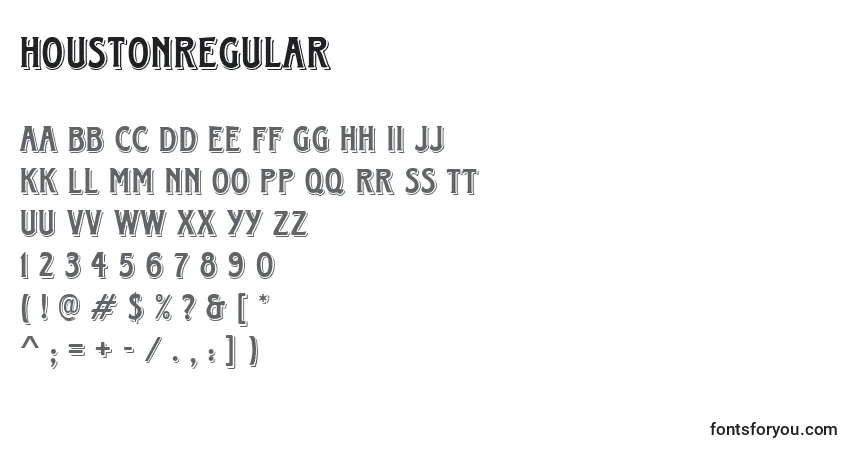 A fonte HoustonRegular – alfabeto, números, caracteres especiais