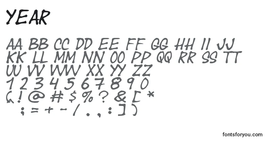 Fuente Year - alfabeto, números, caracteres especiales