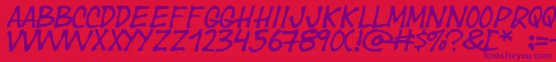 Year-Schriftart – Violette Schriften auf rotem Hintergrund