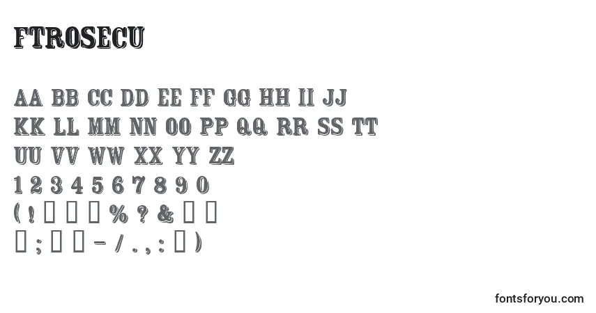 Schriftart Ftrosecu – Alphabet, Zahlen, spezielle Symbole