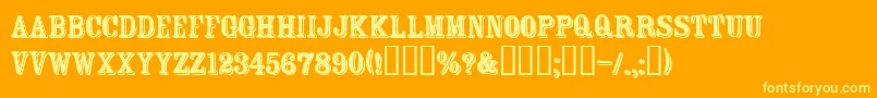 Ftrosecu Font – Yellow Fonts on Orange Background