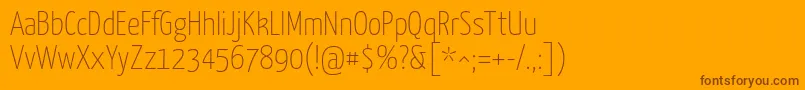 More about Yanonekaffeesatz Thin Font Yanonekaffeesatz Thin Font – Brown Fonts on Orange Background