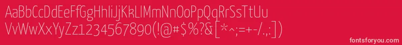 Yanonekaffeesatz Thin-fontti – vaaleanpunaiset fontit punaisella taustalla