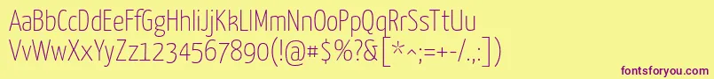 Fonte Yanonekaffeesatz Thin – fontes roxas em um fundo amarelo