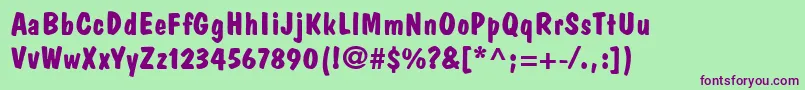 DomCasualLtBold Font – Purple Fonts on Green Background